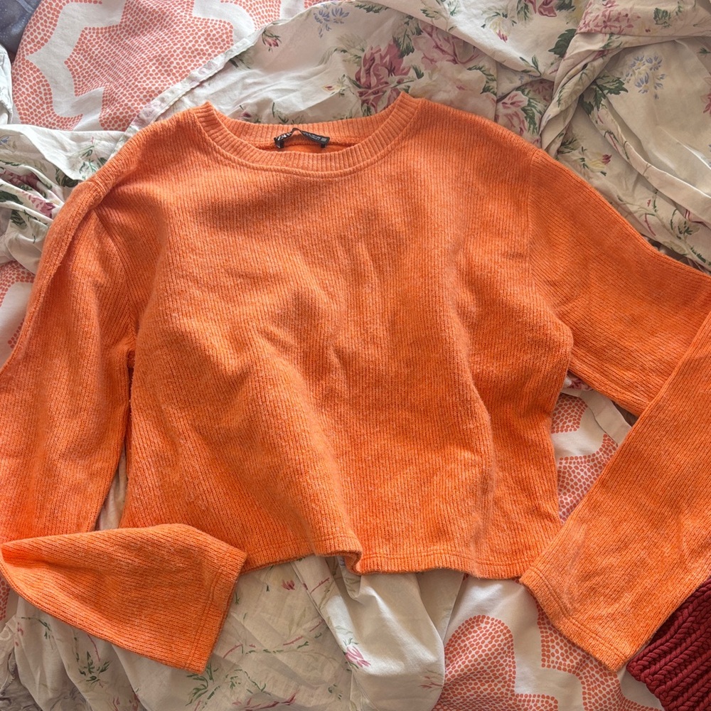 Zara Vibrant Orange Knit Top